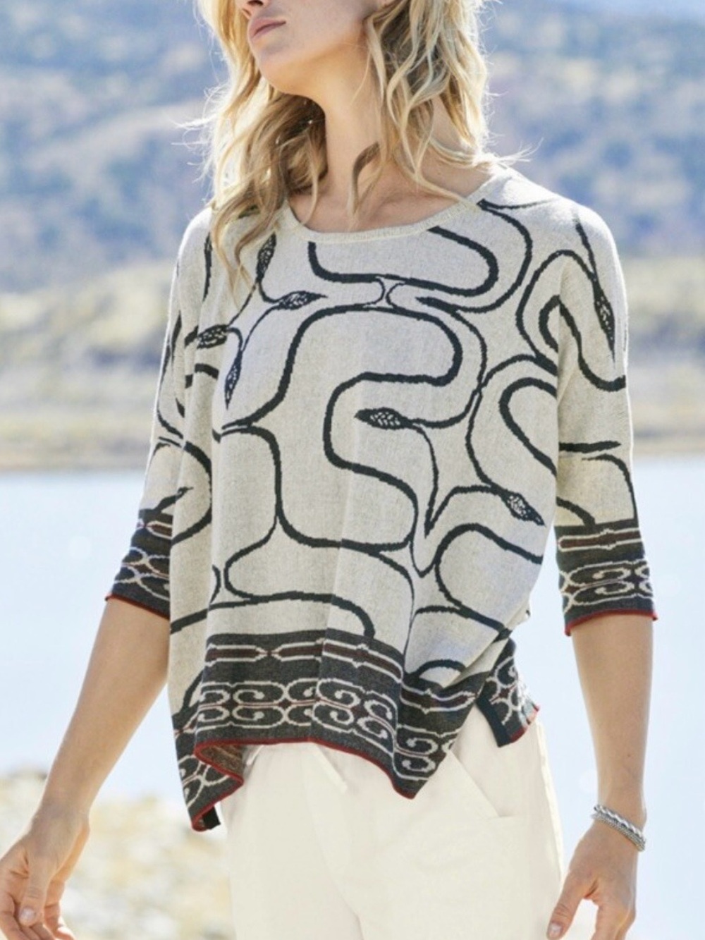 Peruvian Connection KOCHI Pima Cotton top sweater. Oversized. Size small.